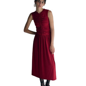 Aritzia Wilfred Fosette Dress Sleek drapey ruched maxi dress Sz Small